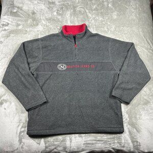 Nautica Jeans Co. 1/4 Zip Pullover Men's XXL Grey Red VTG 90's Fleece Outdoors